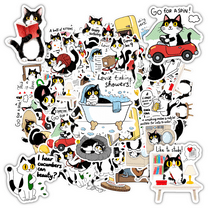 35pcs Playful Cat Stickers Cartoon Funny Vinyl Kids Stickers Toy for Luggage Phone Guitar