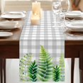 thumbnail image 3 of Table Runners 120 Inches Long Dress Scarves, Spring Leaves Farmhouse Coffee/Dining/Kitchen Table Runner for Living Room, Pastoral Garden Botanical Gray Plaid 13x120 Inch, 3 of 9