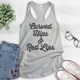 thumbnail image 2 of Curved Hips And Red Lips Tank Top, Ladies Racerback Tank Top, Sassy Lady Tank, Silver Gray, XX-Large, 2 of 3