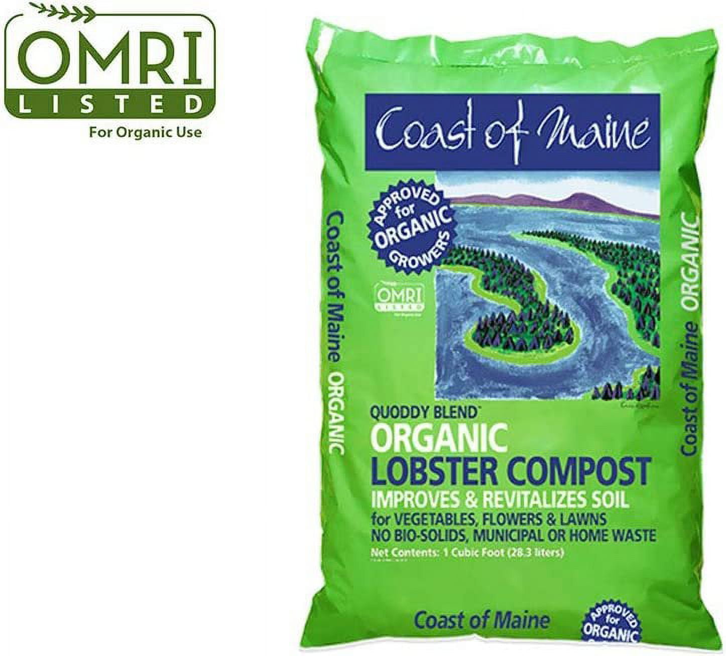 Coast of Maine Quoddy Blend Lobster and Crab Organic Compost Plant Potting Soil Blend Bag for Container Gardens and Flower Pots, 1 Cubic Foot 2 Pack