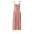 thumbnail image 4 of Wycnly Summer Dresses for Women Cocktail Party Sexy Mesh Patckwork Empire Waist Spaghetti Strap Maxi Dresses 2024 Sleeveless Square Neck Solid Long Formal Dress Pink l, 4 of 5