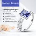 thumbnail image 6 of Beautlace 925 Sterling Silver Birthstone Ring,Adjustable Square Zirconia Band Ring Jewelry Gifts for Women, 6 of 9