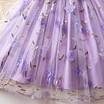 thumbnail image 4 of Purple Kids Girls Floral Embroidered Tulle Dress A-Line Bow Ruffle Cap Sleeve Breathable Lightweight Summer Party Princess 3T,Size 3 T, 4 of 6