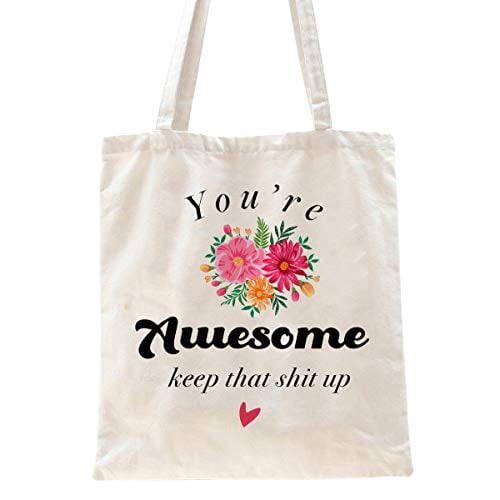 Ihopes Inspirational Quotes 12 Oz Reusable Tote Bag Floral She Believe She Could So She Did 100% Cotton Tote Bag School Bag Book Lovers Gifts for Girls/Kids/Friends