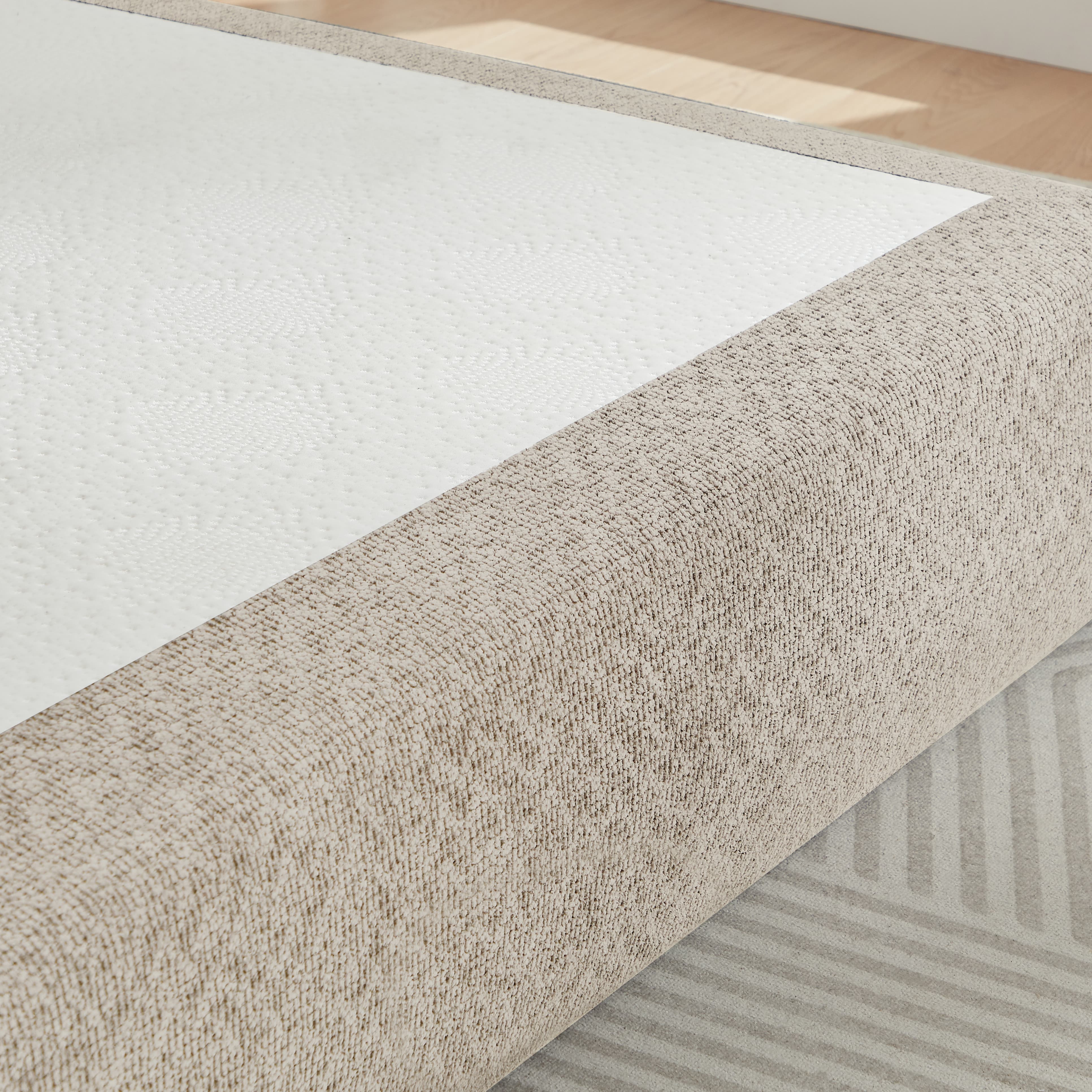 Aukfa Compressed Bed,Platform Bed Frame Alternative for Bedroom/Guest Room/Apartment,No Box Spring Needed,No Assembly Required, Beige