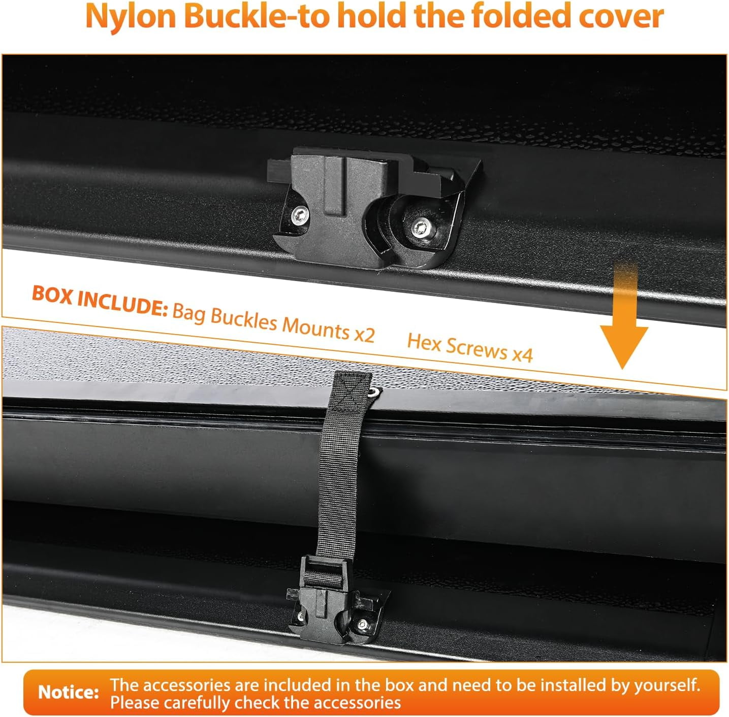 Nilight Truck Bed Tonneau Cover Hard Tri-fold Fits for 2022 2023 2024 2025 Ford Maverick-4.5ft