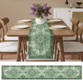thumbnail image 6 of Green Bohemia Short Table Runner 36 Inches Long,Vintage Abstract Ethnic Geometric Art Cotton Linen Table Runners Dresser Scarves,Fabric Tabletop Scarf Furniture Cover for Home Dinner Party 13"x36", 6 of 9