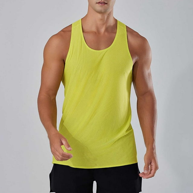 aidice Mens Sleeveless Tank Tops Crewneck Quick Drying Workout T Shirts Causal Stretchy Gym Athletic Tees