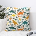 thumbnail image 4 of Pofeuu Dinosaurs and Tropical Leaves Print Double-sided plush pillowcase Square Throw Pillow Covers Pillows Cover for Living Room Bedroom Sofa Couch Cushion Cover（No pillow core）-20"x20", 4 of 7