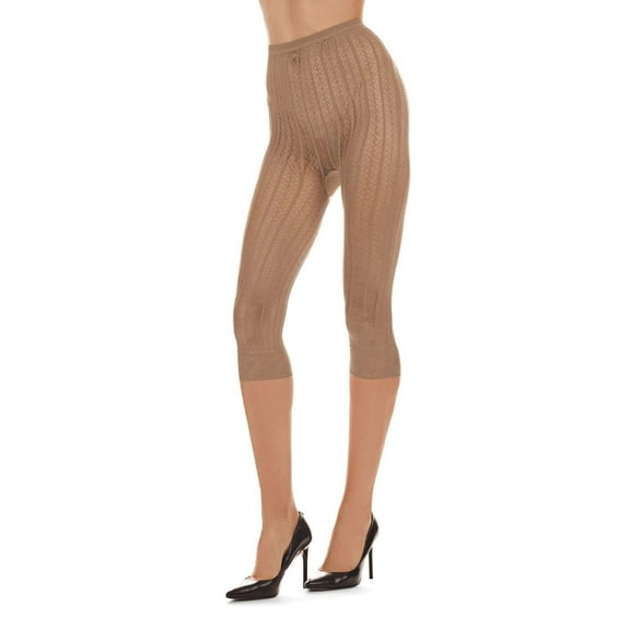 MeMoi Moonlight Blue Linear Footless Net Tights - Womens - Female (Medium/Large, Nude)