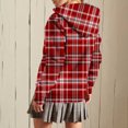 thumbnail image 4 of Womens Plaid Jackets Hooded Full Zip Drawstring Outwear Casual Loose Thermal Fall Winter Cardigan With Pockets (XXL, Light Blue), 4 of 6
