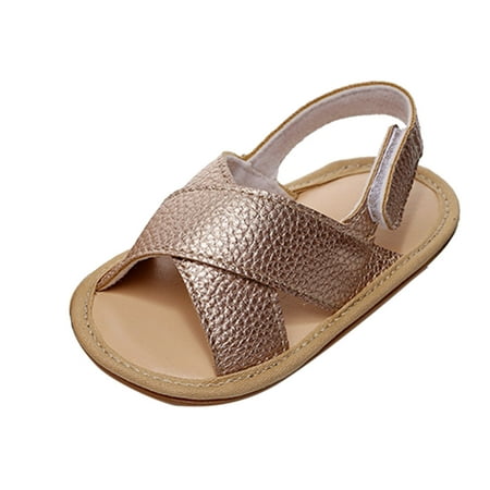 

TOWED22 Toddler Sandals Girl Infant Boys Girls Open Toe Solid Shoes First Walkers Shoes Summer Toddler Walking Shoes For Baby Gold