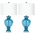 thumbnail image 2 of Safavieh Lampe de Table en Verre Turquoise avec Abat-Jour Naturel, 2 of 2