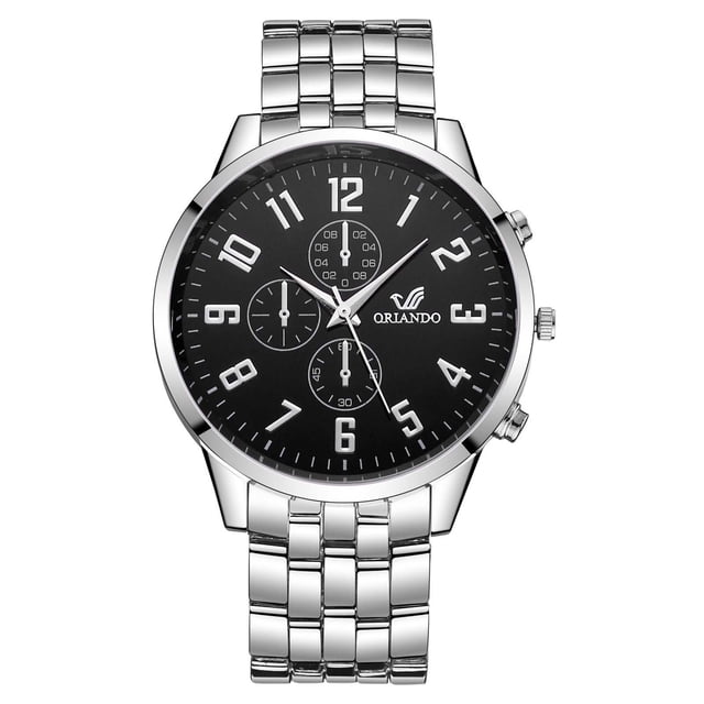 Heliisoer Montre de Mode pour Homme Horloge en Acier Inoxydable Décontractée Robe Bracelet Bijoux en Cristal