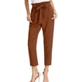thumbnail image 2 of Pantalones elegantes de cintura alta con lazo y pantalones ajustados. L, 2 of 8
