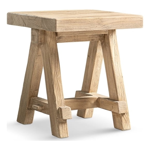 Hawthorne 18" Square Reclaimed Elm Trestle Side Table Light Natural Brown