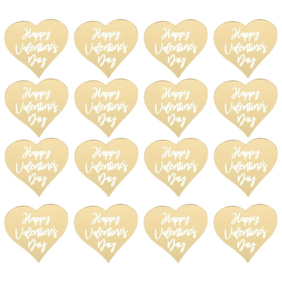 ULTNICE Golden Acrylic Cake Decorations for Valentine's Day Parties Heart Shaped Cake Picks Easy to Use 25 Pieces