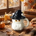 thumbnail image 3 of DefiDgd Cat Shaped Ceramic Mug with Witch Hat Lid,Cute Novelty Cat Water Cup,Decorative Drinkware for Novelty Office Desk Party Home Daily Drinking Use(I), 3 of 9
