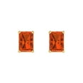 thumbnail image 3 of 1.0 Ct Emerald Cut Studs Red Crystal 18K Yellow Solid Gold Everyday Dainty Earrings Push Back, 3 of 7
