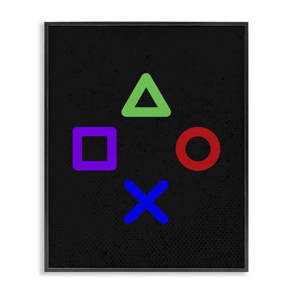 Game Button Shapes Black Framed Giclee Art, design by Kim Allen