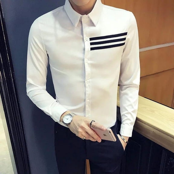 Trybuy Futuristic White Cotton Casual Shirt for Men