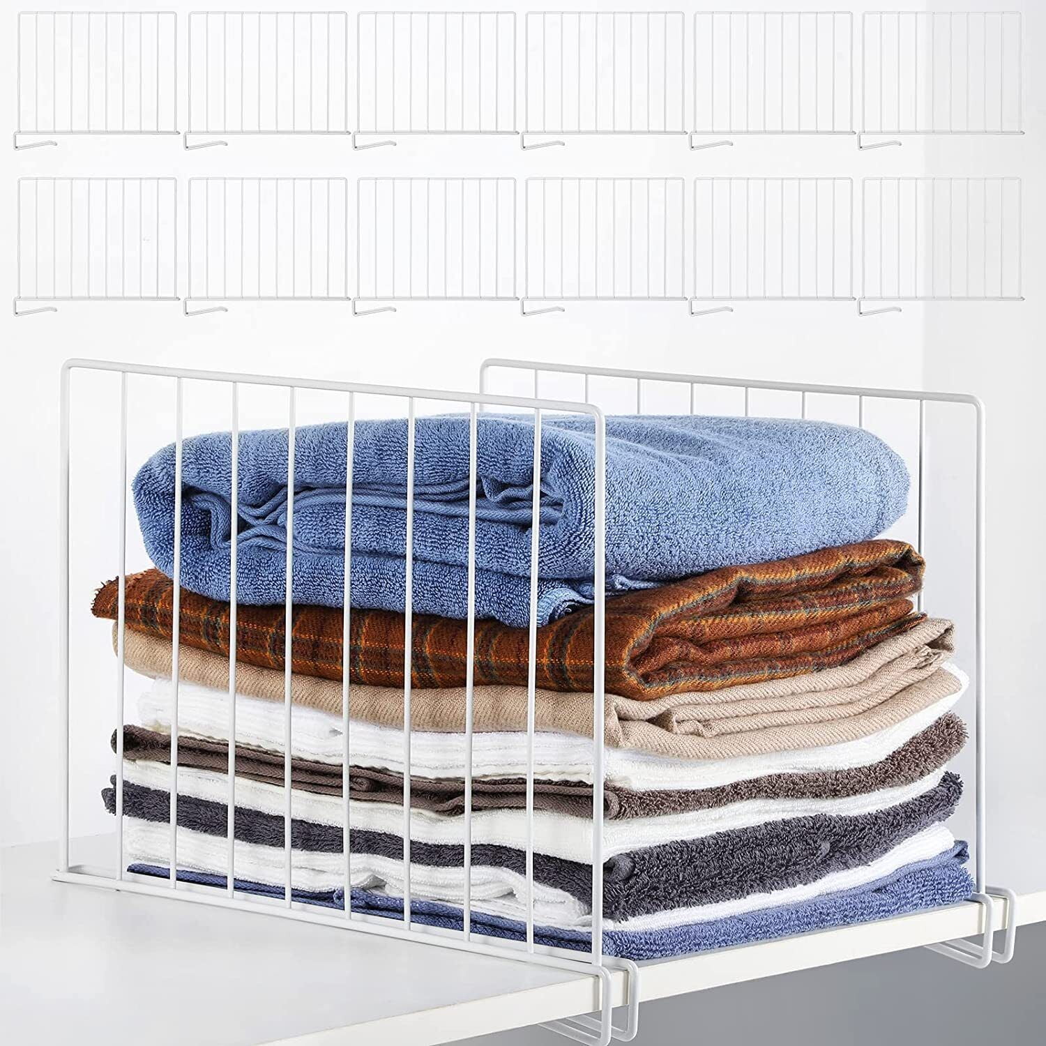 Set of 18 Closet Organizers Shelf Dividers Metal Wire Shelf Storage