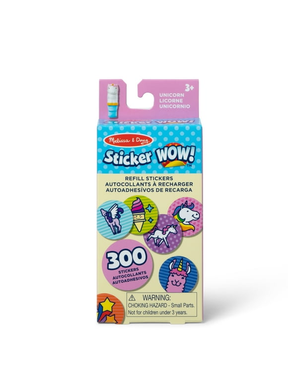 Melissa & Doug Sticker WOW! 300+ Refill Stickers for Sticker Stamper Arts and Crafts Fidget Toy Collectibles  Unicorn Fantasy Theme, Assorted (Stickers Only)