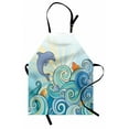 thumbnail image 1 of Sea Animals Apron Cartoon Dolphin Fish Starfish Shells in Ocean Marine in Summer Pattern Print, Unisex Kitchen Bib Apron with Adjustable Neck for Cooking Baking Gardening, Multicolor, by Ambesonne, 1 of 3