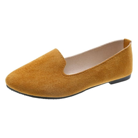 Mepaouo Women s Flat Dress Ballet Shoes Business Casual Slip on Walking Loafers(Light Yellow 9.5)
