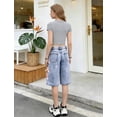 thumbnail image 4 of OYYN Girls Jean Shorts Y2K Cute Baggy Bow Shorts Summer Casual Wide Leg Comfort Flex Waistband Jean Short for School Street Skateboarding Clothing, 4 of 6