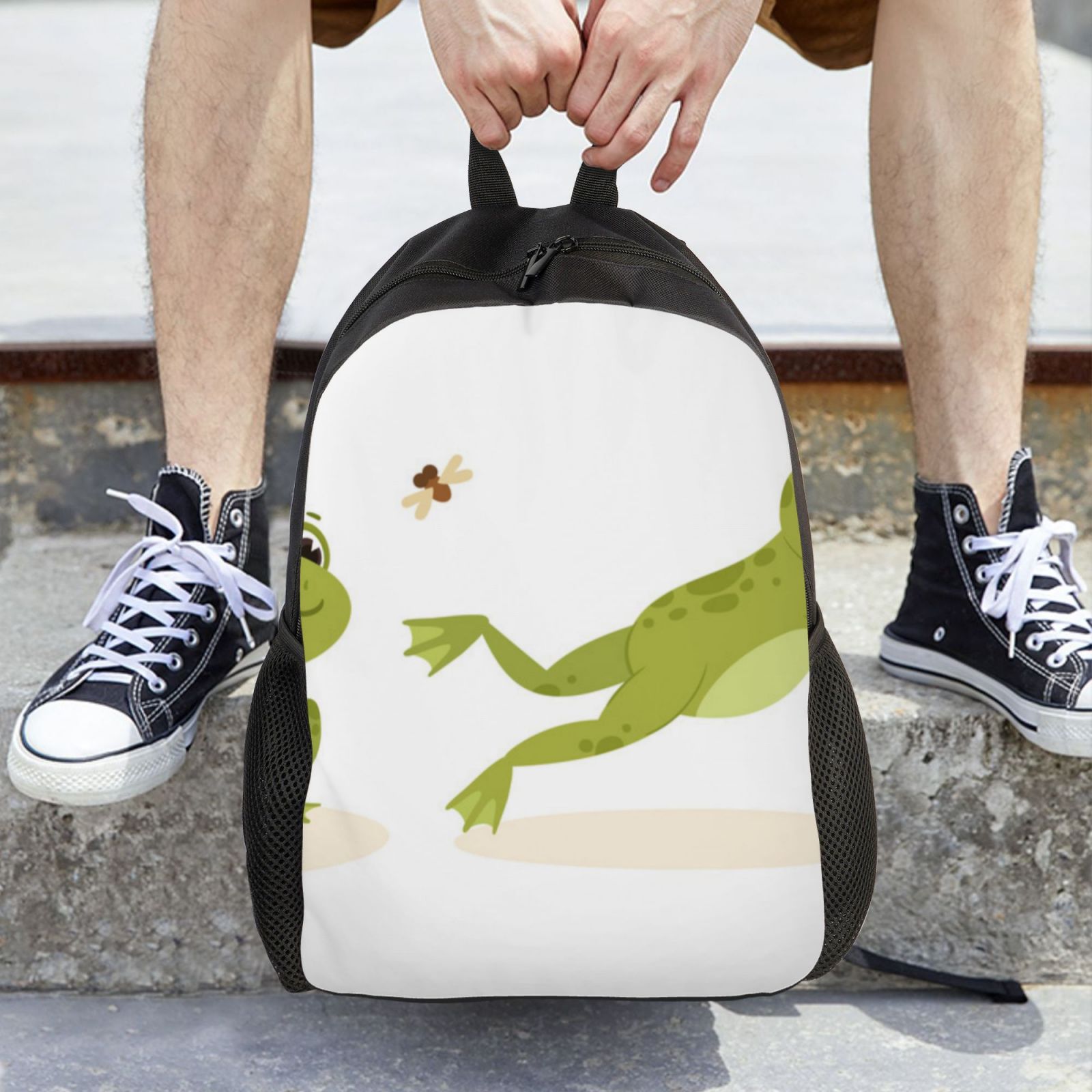 Xecao Hunting Frog Print School Backpack with Laptop Compartment Small Travel Laptop Backpack for Women Men Waterproof College Backpack Simple School Bag