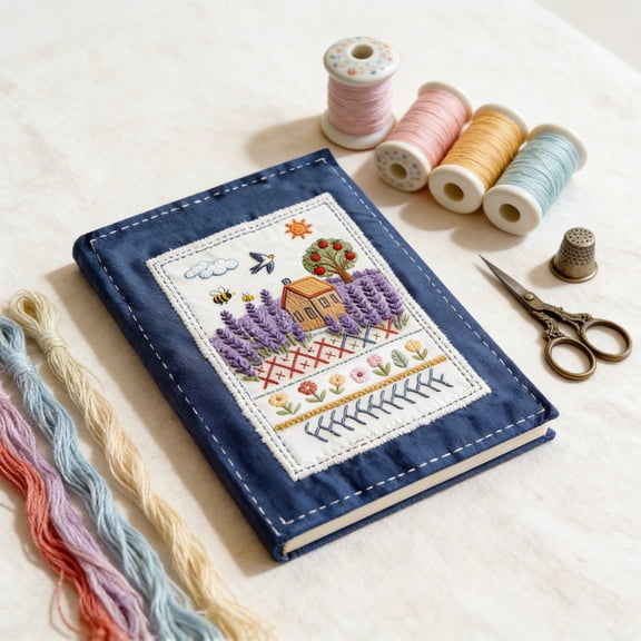 Embroidery Stitch Book Kit for Beginners, All-in-One Hand Embroidery Learning & Practice Book with Fabric Pages, Hoop, Threads & Tools, DIY Stitching Set Gift