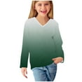 thumbnail image 6 of ATOGUTA Girls' Blouses Long Sleeve Shirts Kids V Neck Soft Tunic Tops Size 3T-14, Green, 6 of 6