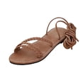 thumbnail image 2 of Miqool Womens Gladiator Flat Sandals Round Toe Open Toe Woven Straps Summer Casual Indoor Outdoor Shoes, 2 of 9