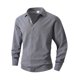 thumbnail image 1 of pstuiky manga larga para hombre, Camisa de lino con bolsillo y solapa con botones y manga larga de color liso para hombre Tops de hombre xxxl, 1 of 8