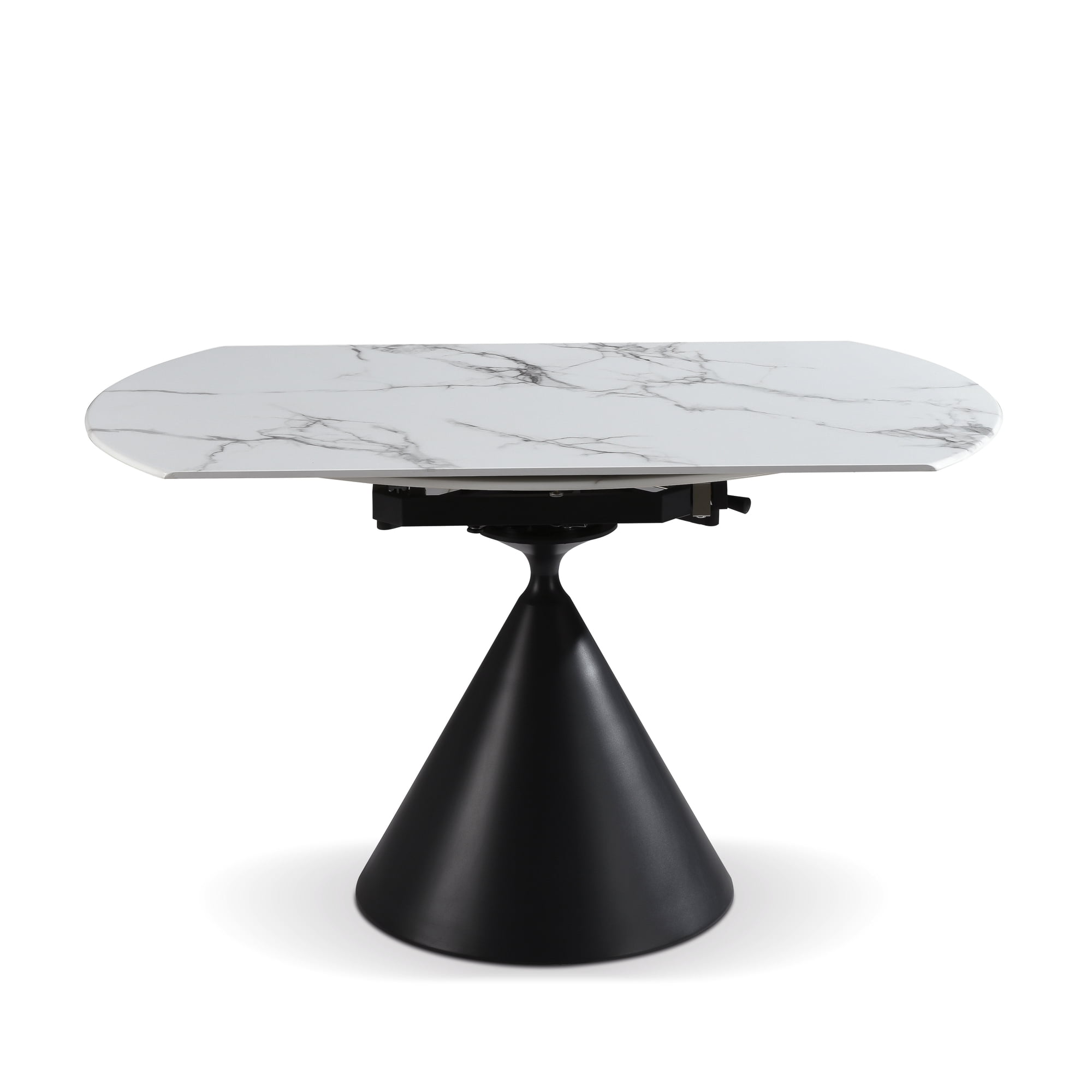 Abel Modern Extendable Round Dining Table with White Sintered Stone Table Top - Seats up to 4