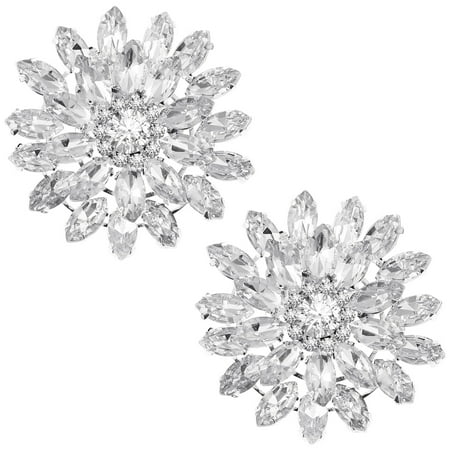 

1 Pair Crystal Shoe Clips Rhinestones Flower Wedding Bridal Shoe Buckles Accessories Clips