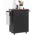 thumbnail image 1 of HOMCOM Kitchen Island on Wheels, Kitchen Cart with Solid Wood Top, Black, 1 of 10
