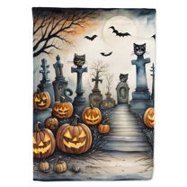 Cat Cemetery Spooky Halloween House Flag 28 in x 40 in