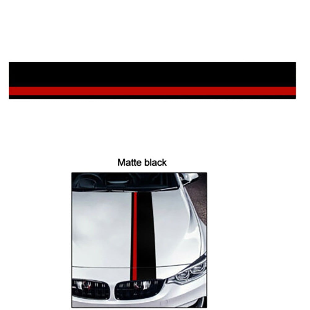 Car Hood Vinyl Sticker for Car Auto Racing Sport Body Skirt Roof Hood  Bumper Stripes Universal Modified Vinyl Sticker Car Decor (Black) 80*21cm