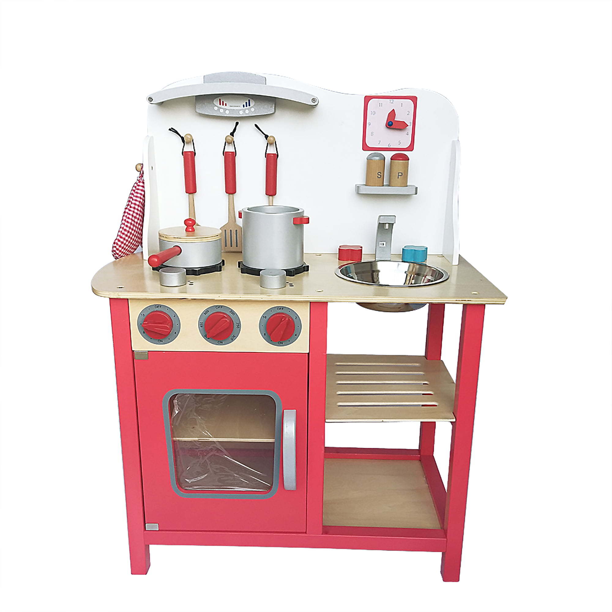 Kids Wood Kitchen Cooking Pretend Play Set Toy Baby Toddler Wooden Playset Gift