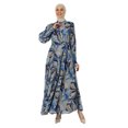 thumbnail image 2 of Ecru - Blue - Floral - Crew neck - Fully Lined - Modest Dress - Refka, 2 of 5