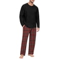 thumbnail image 3 of VV AVEORS Mens Pajama Set Pjs Christmas Plaid Sleepwear Cotton Lightweight Long Sleeve Pjs Soft Comfy Sleep Set With Pocket Red 2XL, 3 of 8