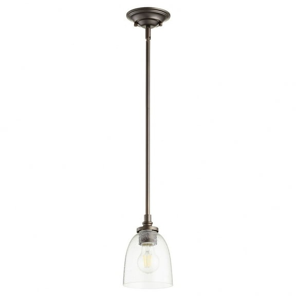 Quorum Lighting Rossington 1-Light Pendant, Oiled Bronze, 5 Width, 7 Height, Stem Hanging, Dry Rated