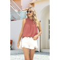 thumbnail image 4 of Womens Ruffle Neck Sleeveless Tank Tops Pink S, 4 of 8