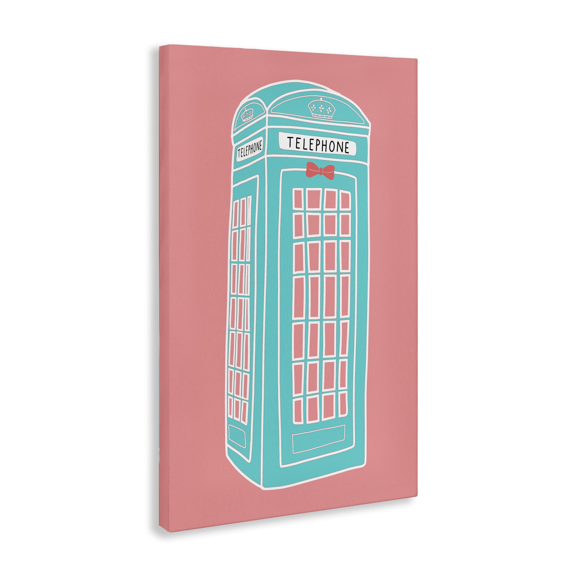 Stupell Industries Pastel Telephone Booth Abstract Painting Wrapped Canvas Art Print Wall Art, 16 x 24