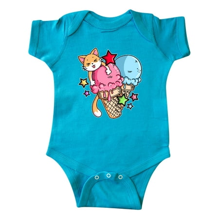 

Inktastic Ice Cream Cones with Orange Cat and Stars Gift Baby Boy or Baby Girl Bodysuit