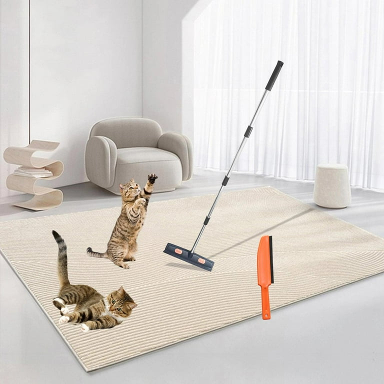 Pet Hair Remover Dog Hair Carpet Rake with Telescopic Handle Portable Accessories Pet Hair Removal Tool Hair Cleaning for Hardwood Floor with Hand
