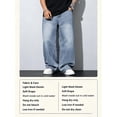 thumbnail image 7 of Men's Light Wash Baggy Wide Leg Jeans, Loose Fit Streetwear Denim Trousers, Casual Drapey Straight‑Leg Floor‑Length Pants, 7 of 7