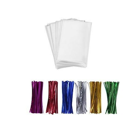 1 Gallon Twist Tie Plastic Bags Tayyakoushi 200pcs Treat Bags 3x4 with 200 Twist Ties 4